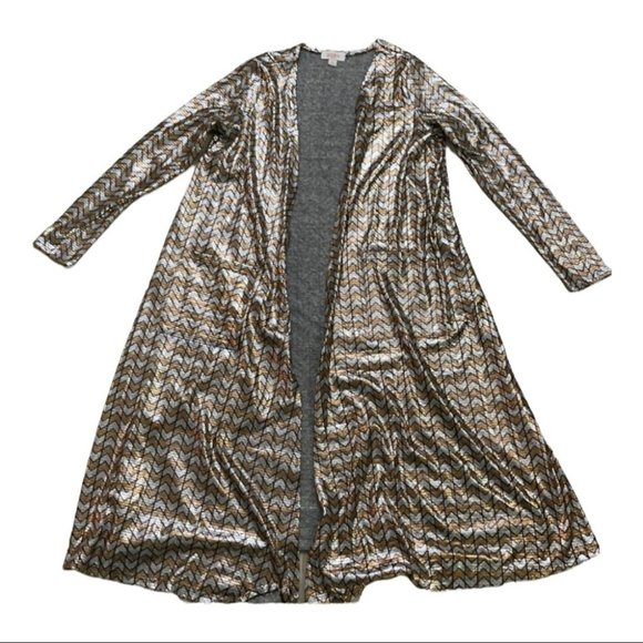 🧿Gold and silver herringbone kimono size small